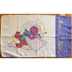Vintage 1994 Bedtime with‎ Barney pillowcase Bibb company